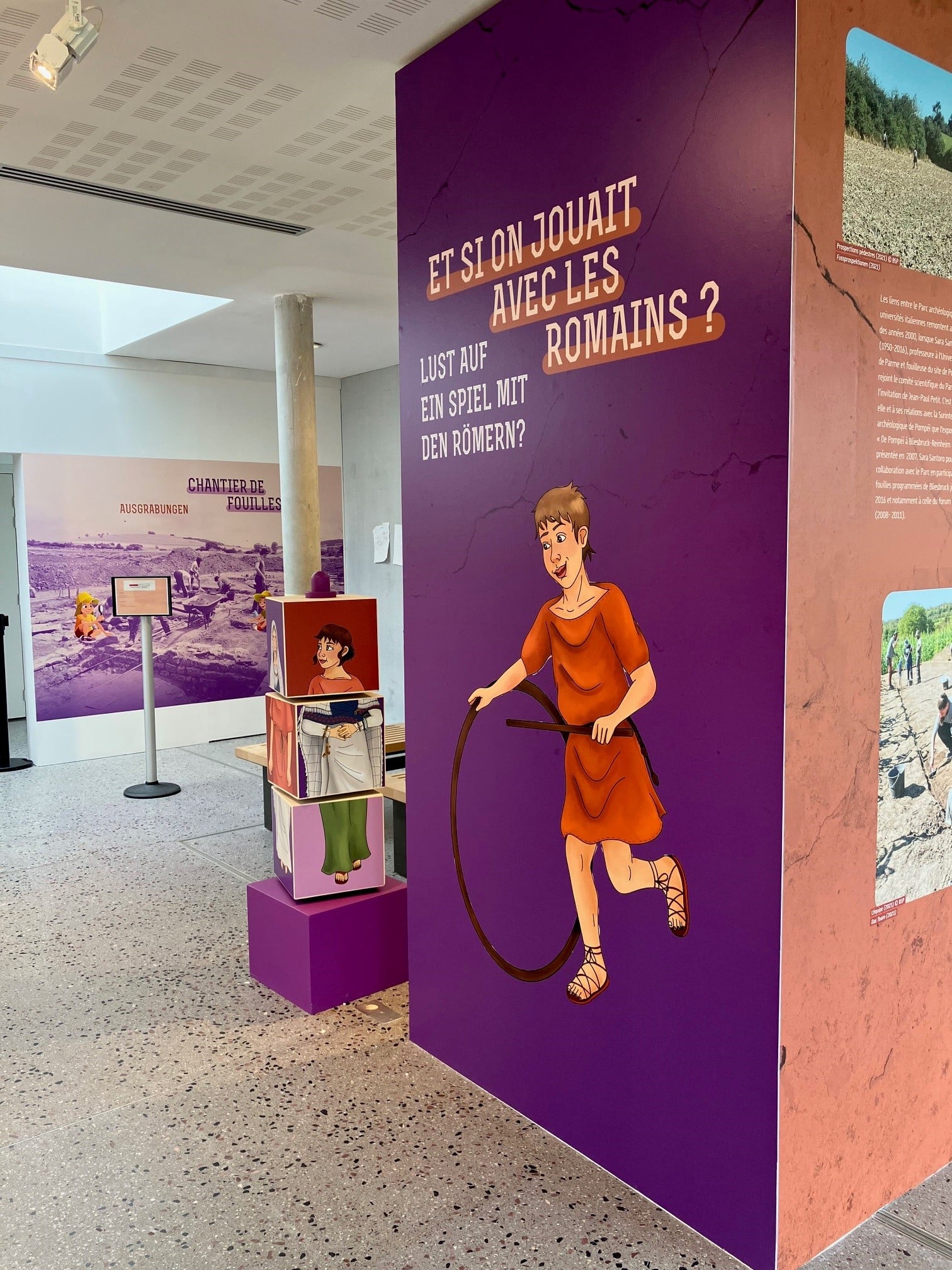 Partie exposition ludique pour les plus jeunes au Parc archéologique européen de Bliesbruck-Reinheim